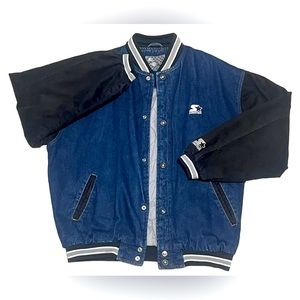 Vintage Starter Sport Authentic Classic Denim Bomber Jacket Men’s XL
